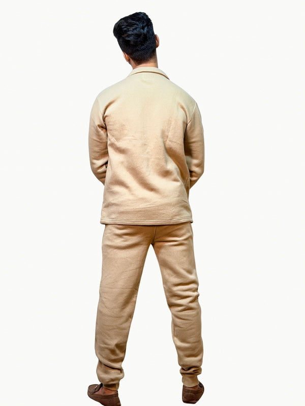 Monochromatic Beige Shacket Tracksuit - Unisex