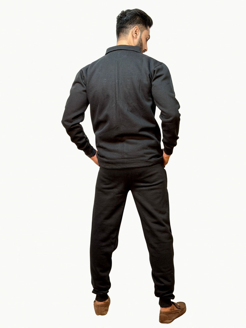 Monochromatic Black Shacket Tracksuit - Unisex