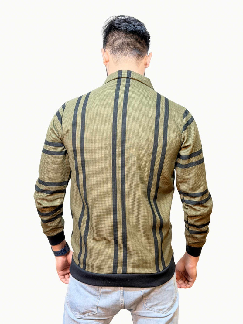 Striped Heritage Polo - Olive