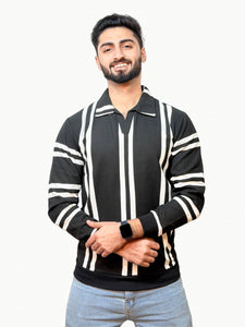 Striped Heritage Polo - Black