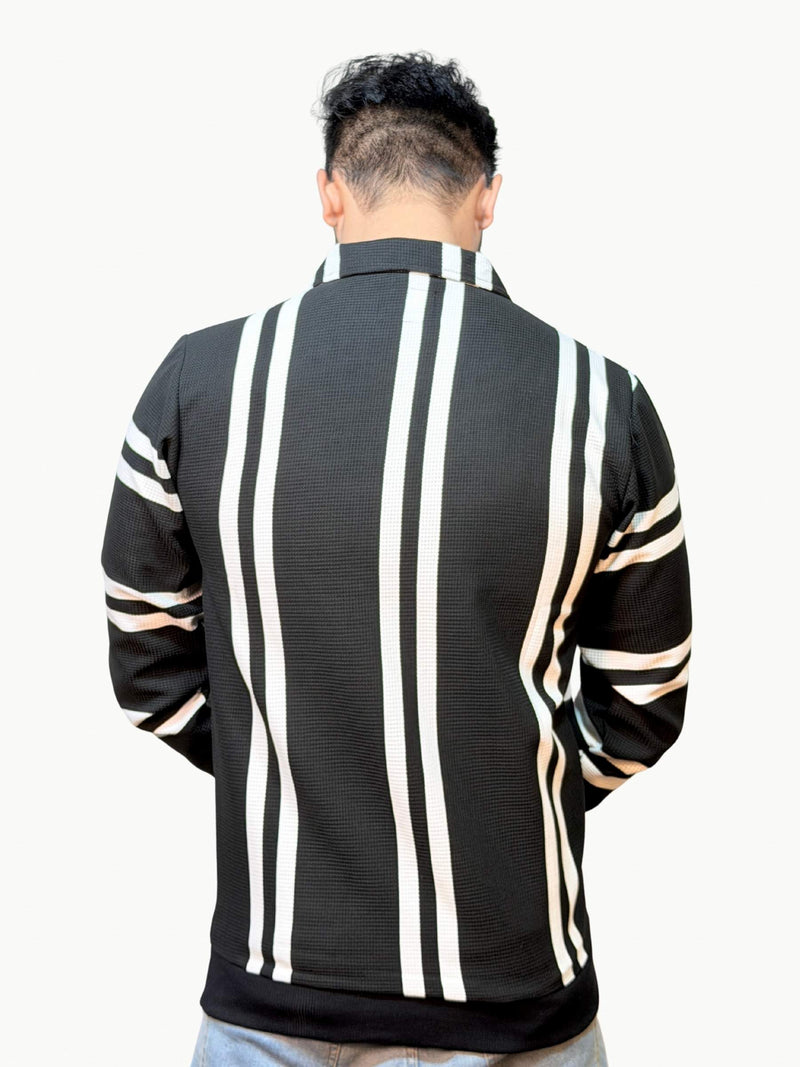 Striped Heritage Polo - Black