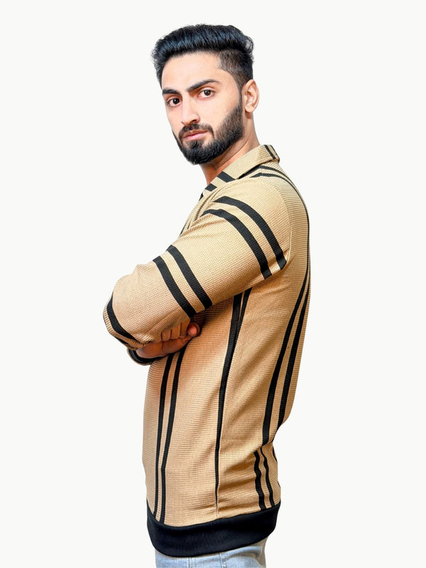 Striped Heritage Polo - Beige