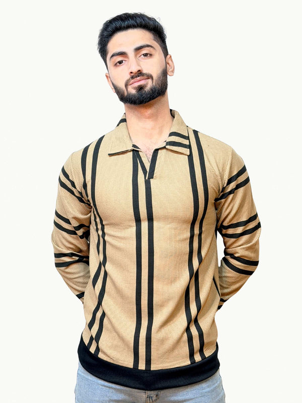 Striped Heritage Polo - Beige