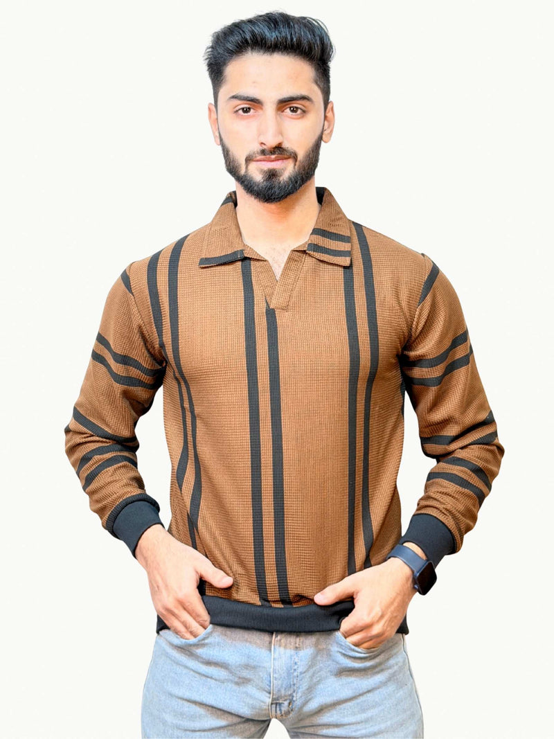 The Striped Heritage Polo - Brown