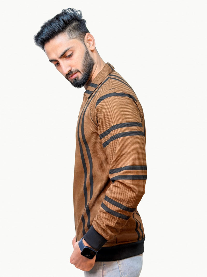 The Striped Heritage Polo - Brown