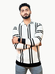 Striped Heritage Polo - White