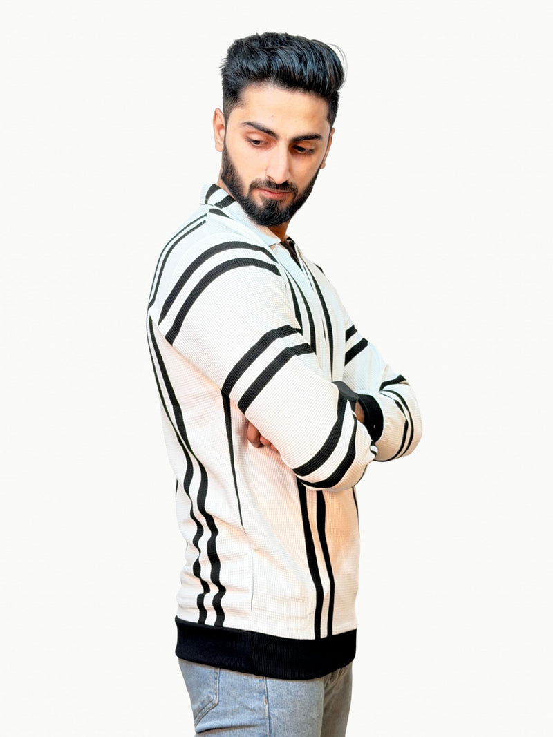 Striped Heritage Polo - White