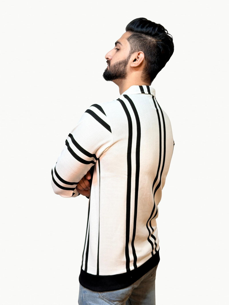 Striped Heritage Polo - White