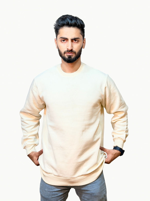 Oversized Plain Cream Sweatshirt - Unisex