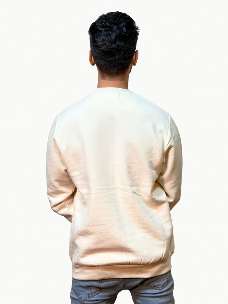 Oversized Plain Cream Sweatshirt - Unisex