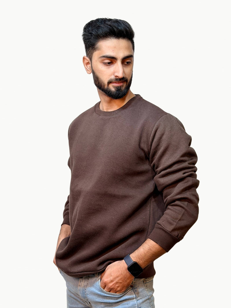 Oversized Brown Plain Sweatshirt - Unisex