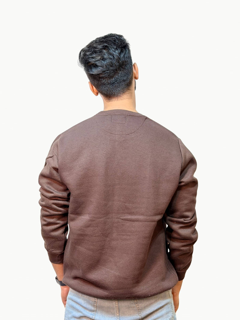 Oversized Brown Plain Sweatshirt - Unisex