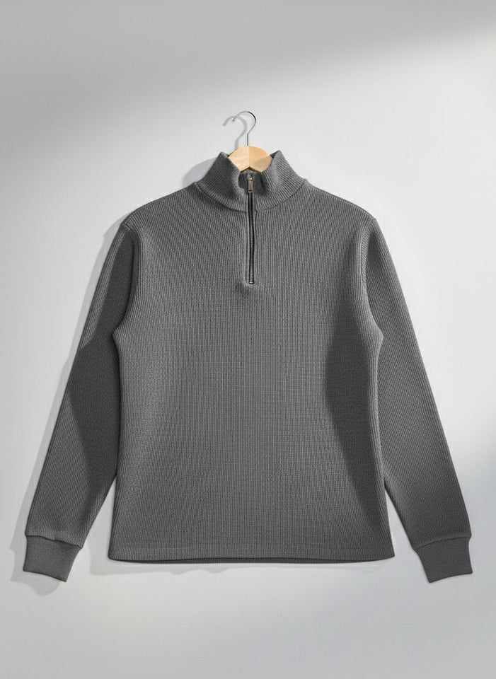 Grey Quarter Zipper Sweatshirt