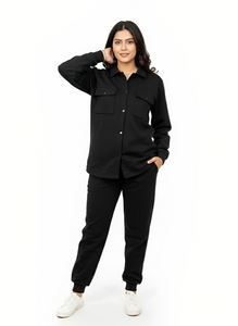 Monochromatic Beige Shacket Tracksuit - Unisex