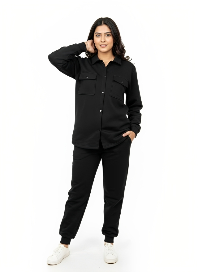 Monochromatic Beige Shacket Tracksuit - Unisex