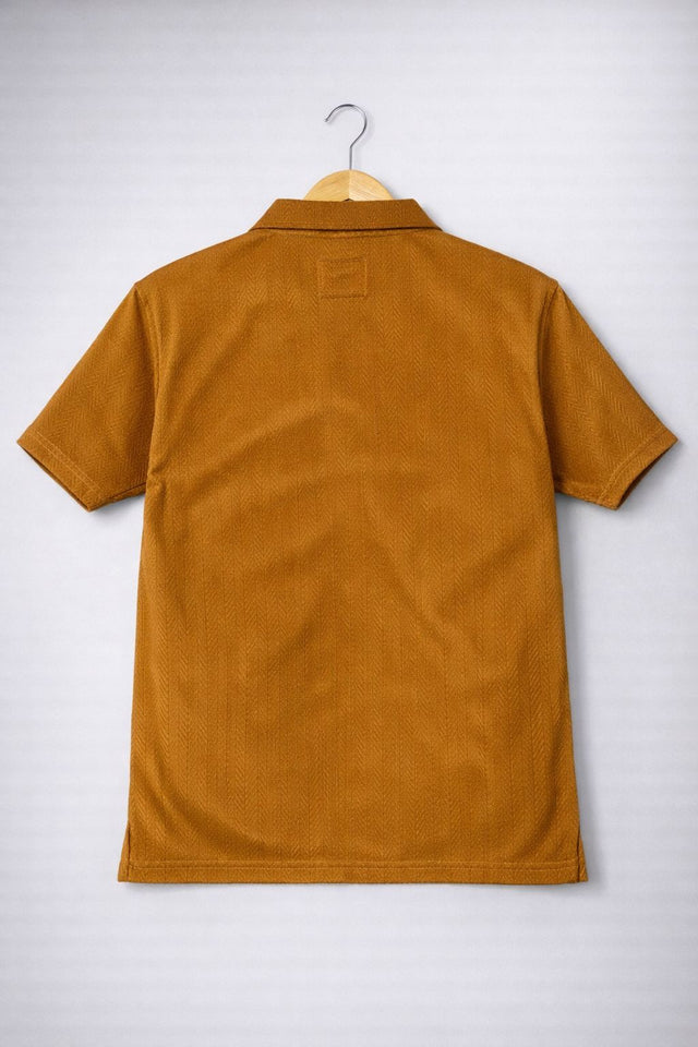 Velvet Plush Polo T-shirt - Mustard