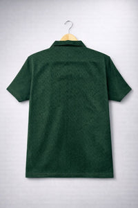 Velvet Plush Polo T-shirt - Deep Green