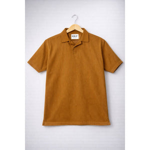 Velvet Plush Polo T-shirt - Mustard