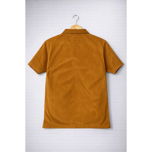 Velvet Plush Polo T-shirt - Mustard