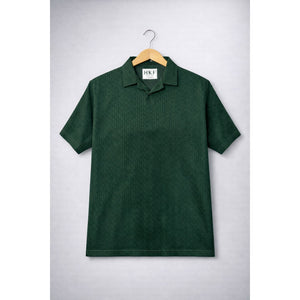 Velvet Plush Polo T-shirt - Deep Green