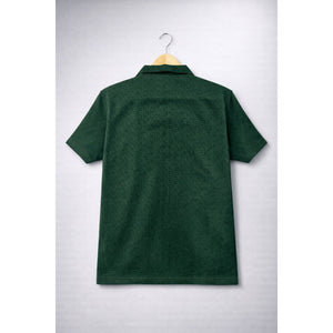Velvet Plush Polo T-shirt - Deep Green